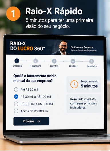 Tela do Raio-X Rápido: primeira pergunta sobre faturamento médio mensal