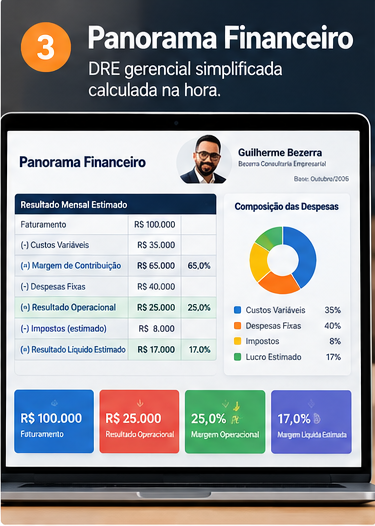 Panorama financeiro calculado na hora